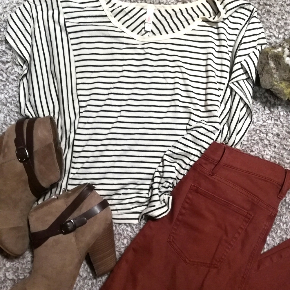 Black and white striped top